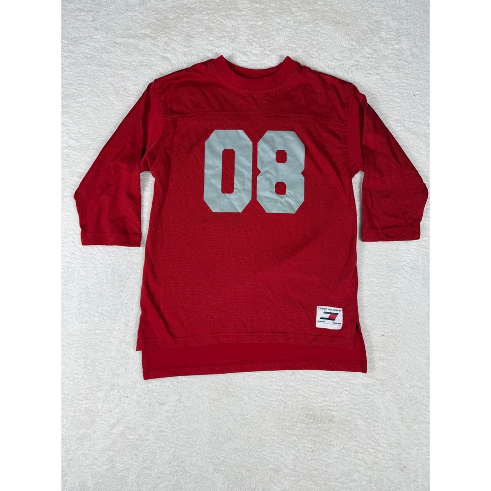 Tommy Hilfiger Jersey Kids Small Red 08 Athletic 3/4 Sleeve Sporty Shirt